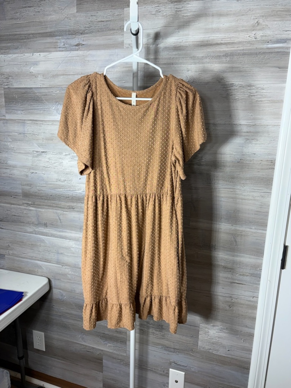 mts Tan Swiss Dot Mini Dress 1880